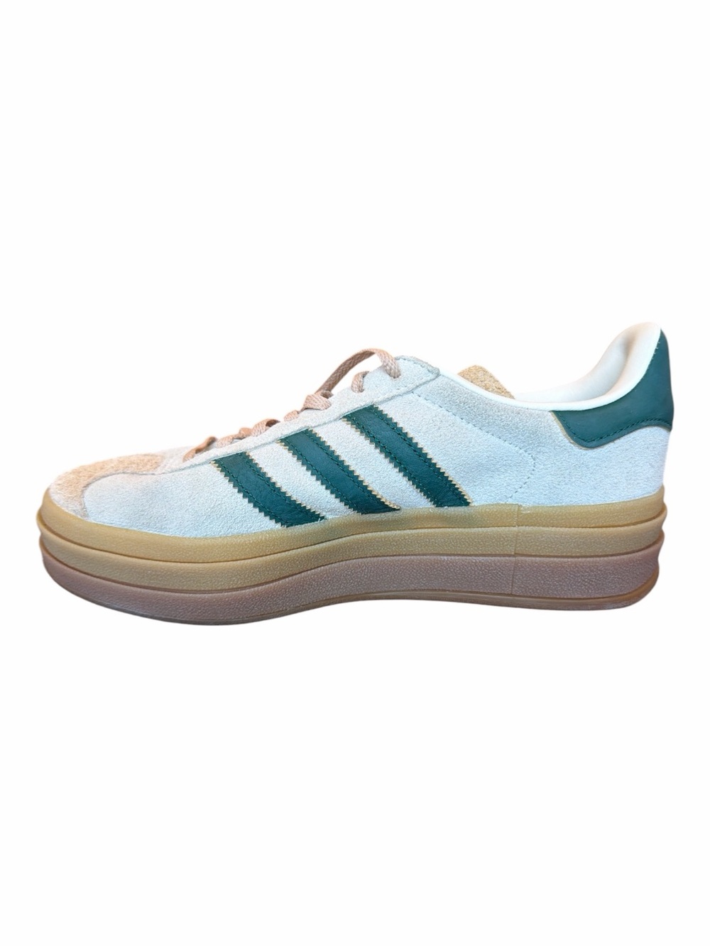 Adidas Gazelle Bold Green Off White Size 6 1/2 Suede Leather Gold Branding - Picture 5 of 14